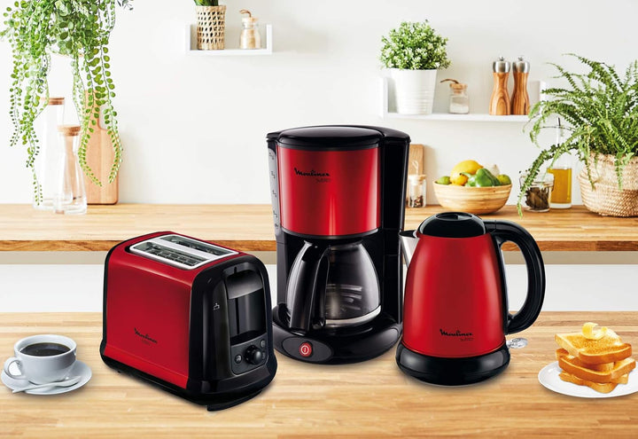 Espressor Subito cu filtru, cană de sticlă, 10-15 cești, capacitate 1,25 l, funcție de oprire automată, filtru detașabil, indicator nivel apă, oțel inoxidabil, roșu/negru, FG360D