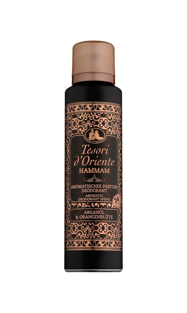 Deodorant parfumat aromatic TESORI D'ORIENTE „Byzantium” 150 ml, cu trandafir negru și labdanum, protecție 24 de ore, ritual de wellness pentru corp și simțuri