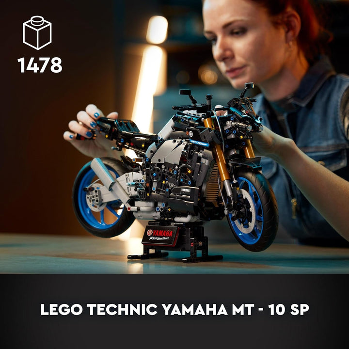 LEGO 42159 Technic Yamaha MT-10 SP Kit model de motocicletă pentru adulți, model autentic de vehicul cu motor cu 4 cilindri, direcție funcțională și aplicație Ar, cadou pentru bărbați și femei