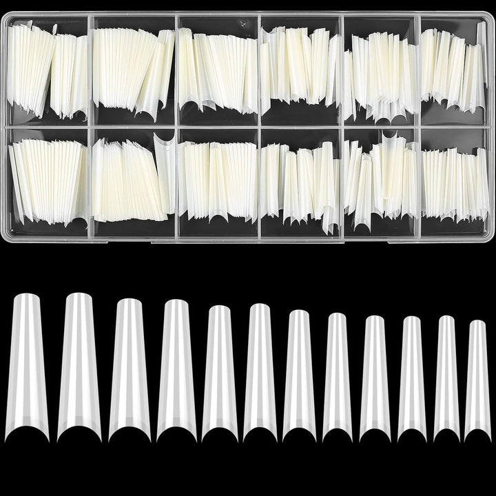 240 bucăți unghii artificiale, vârfuri unghii false extra lungi, acoperire completă, vârfuri unghii balerină (transparente)