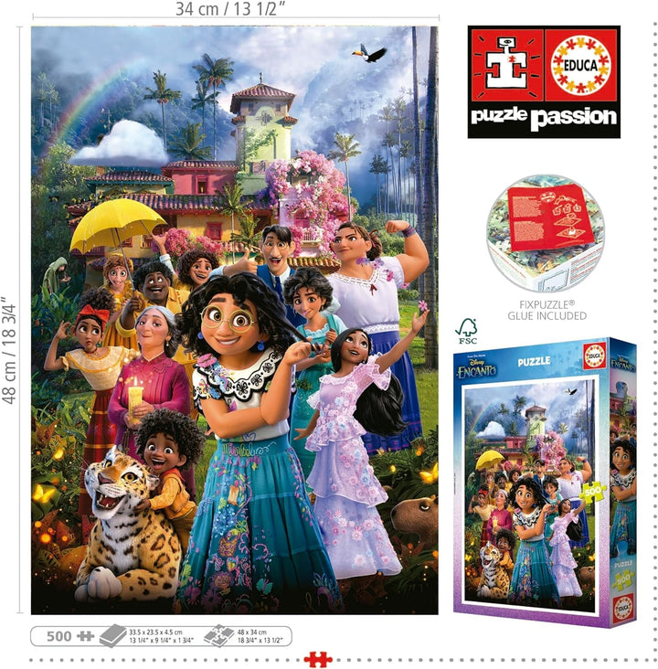 Educa - Puzzle 500 piese pentru adulti | Disney Encanto, puzzle 500 piese pentru adulti si copii de la 11 ani, puzzle pentru copii (19572)