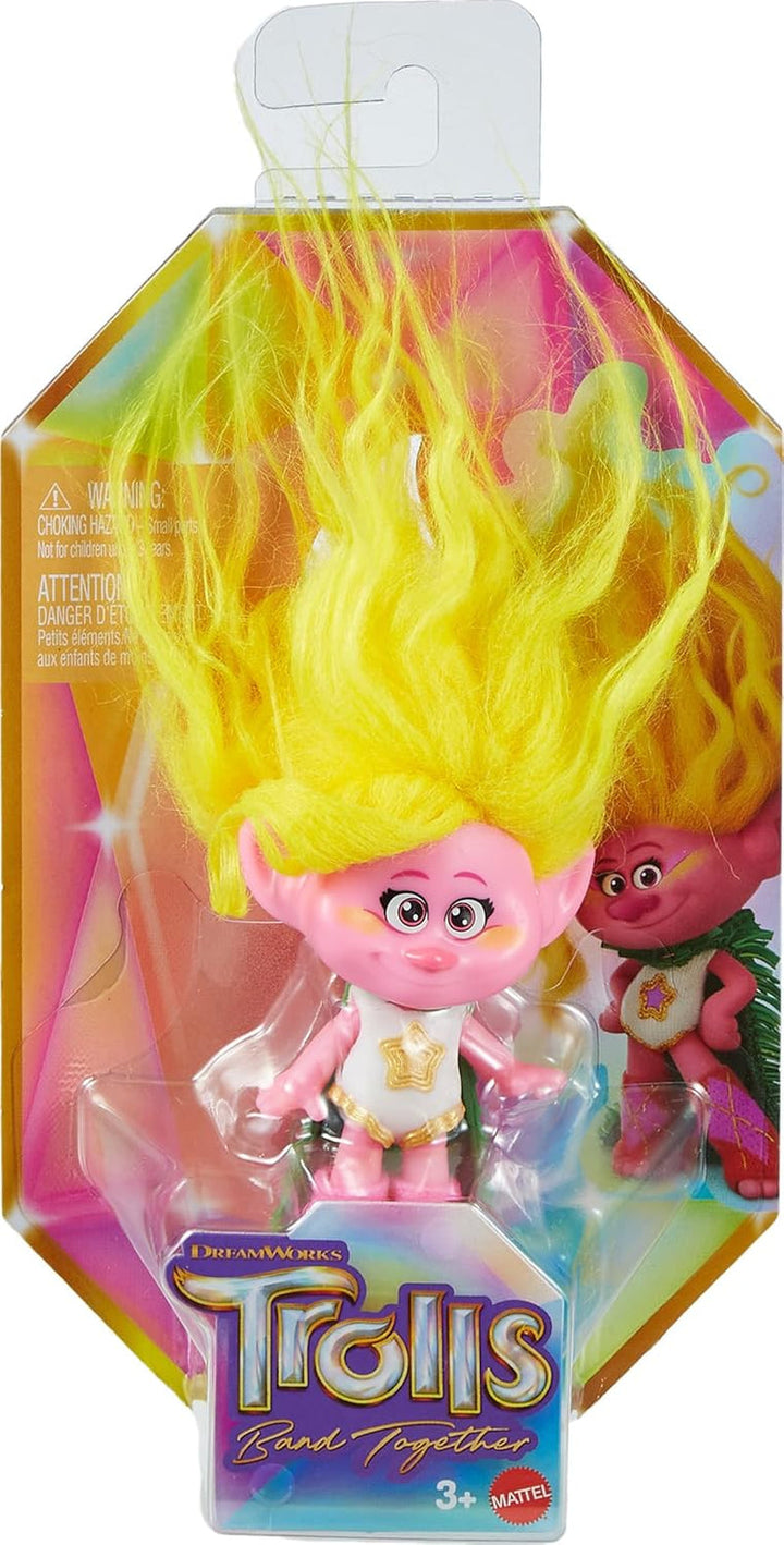 Mattel DREAMWORKS TROLLS Together Strong - păpuși Queen Poppy, Viva, Branch, Guy Diamond cu Tiny Diamond cu păr de pluș și 5 articulații, pentru copii de la 3 ani, HNF07