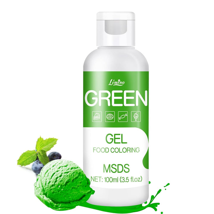 Lebensmittelfarbe Gel - 100Ml Gel Lebensmittel Farben Für Kuchen, Backen, Kekse, Macaron - Zuckerfrei Konzentrierte Farbe Food Coloring Für Tortendeko, Getränken, Osterei, DIY Slime (Weiß) Naty Shop Grün