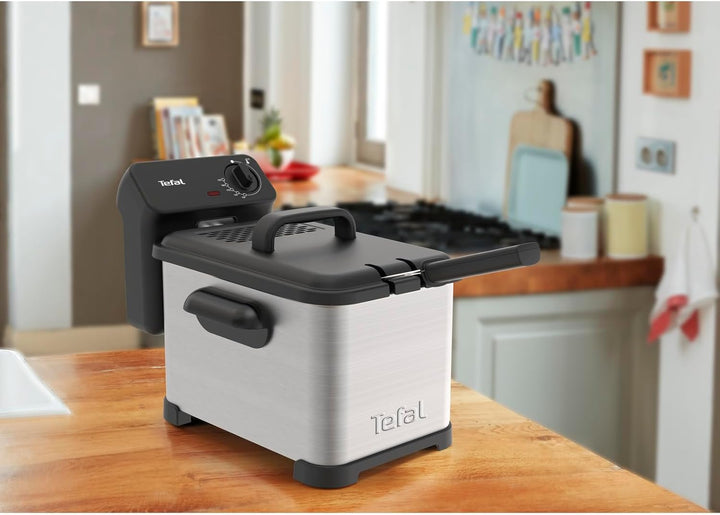 Tefal Family Pro Access 4,0L Fritteuse, 3000 Watt, Semiprofessionell Mit Öl, Herausnehmbarer Ölbehälter, Kühlzonen-Technologie, Leichte Reinigung, Knusprige Pommes, Edelstahl, Schwarz, FR5030