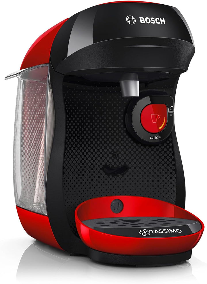 Espressor cu capsule Bosch Tassimo Happy Friendly TAS102EA, Peste 70 de băuturi, Potrivit pentru toate tipurile de cești, Oprire automată, Sustenabil, Include tablete de detartrare, Economie de spațiu, 1400 W, Negru