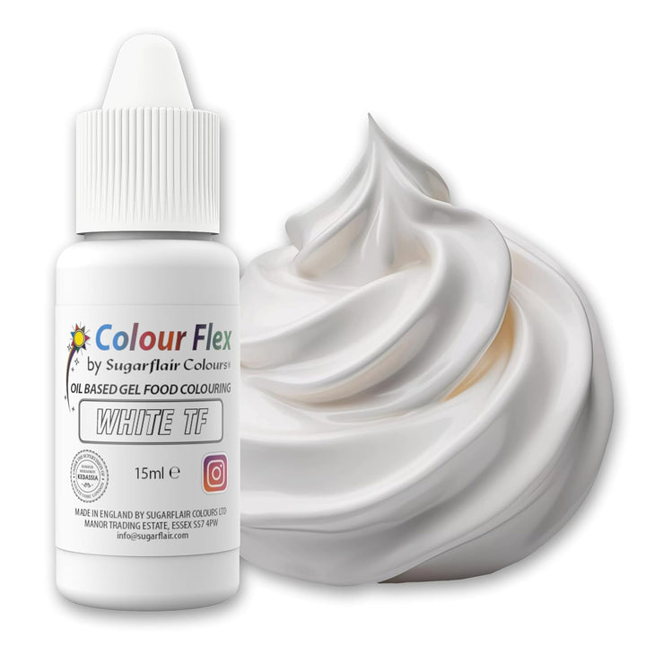Sugarflair Colourflex Lebensmittelfarbe Auf Ölbasis White, Flüssige Lebensmittel Farbe Hochkonzentriert, Food Coloring Für Buttercreme, Schokolade, Teige, Fondant, Zuckerguss Und Mehr - 15 Ml