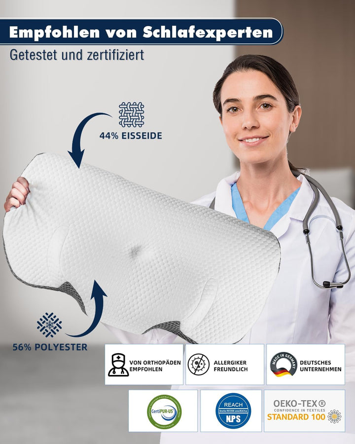 Pernă pentru gât, pernă ortopedică pentru dureri de gât din pernă cu spumă de memorie, pernă ergonomică pentru sprijin optim, pernă de sprijin pentru gât pentru spate lateral și suporturi abdominale