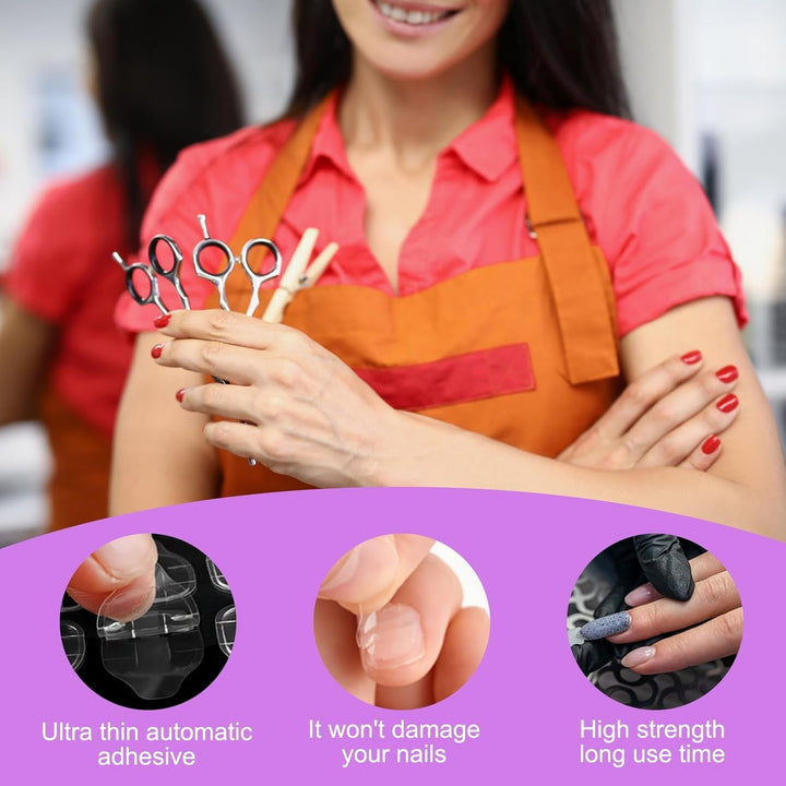 240 de bucăți de tampoane de lipici pentru unghii, tablă adezivă pentru unghii false, 10 coli de autocolante transparente, respirabile, super lipicioase, față-verso (gel jelly) pentru manichiură și unghii artificiale, inclusiv set de manichiură