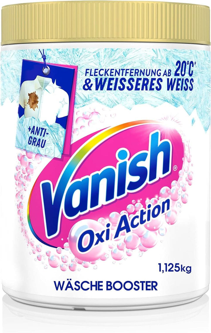 Vanish Oxi Action Powerwhite Powder - 1 X 1,125 Kg - pudră de îndepărtare a petelor și de îmbunătățire a rufelor fără clor - pentru rufe albe