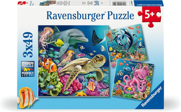 Ravensburger puzzle pentru copii - 12000859 Lumea subacvatică încântătoare - 3X49 piese puzzle pentru copii cu vârsta de peste 5 ani