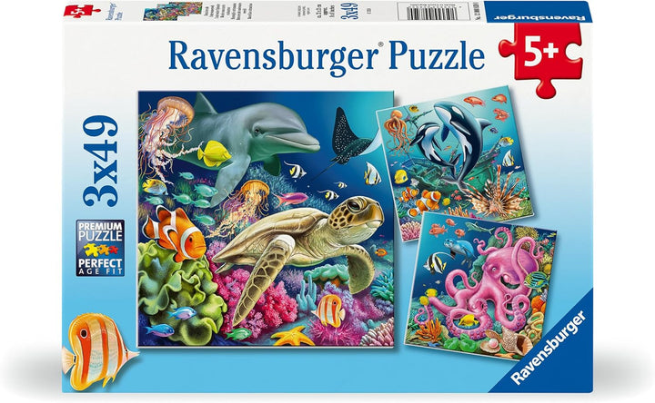 Ravensburger puzzle pentru copii - 12000859 Lumea subacvatică încântătoare - 3X49 piese puzzle pentru copii cu vârsta de peste 5 ani