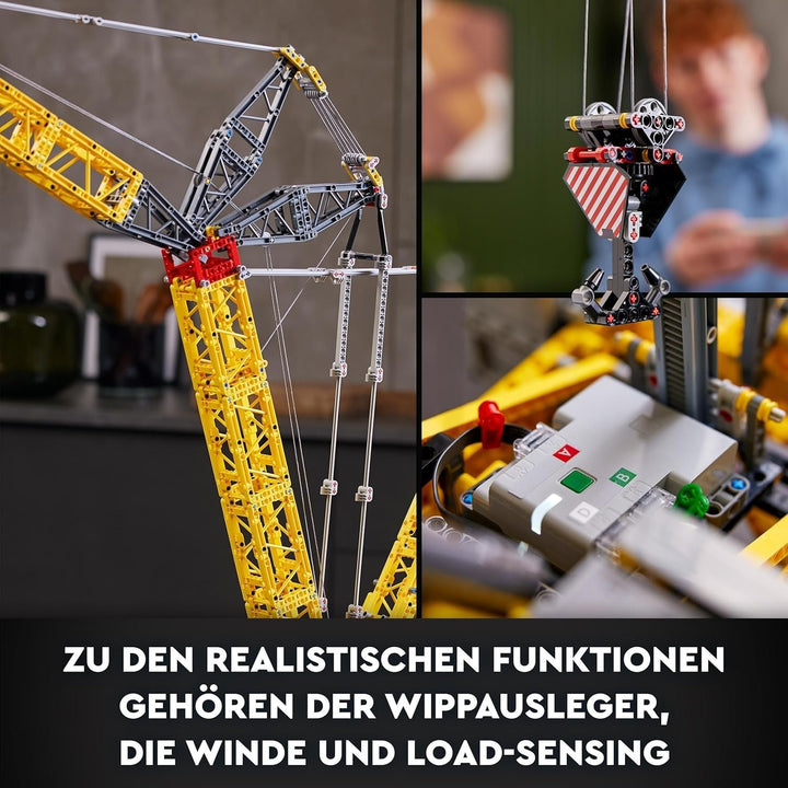 Set macara pe șenile LEGO Technic Liebherr LR 13000, construiește cel mai bun model de vehicul de construcții controlat de la distanță cu aplicația Control+, macara cu sistem de troliu și braț de ridicare, kit model mare pentru adulți 42146