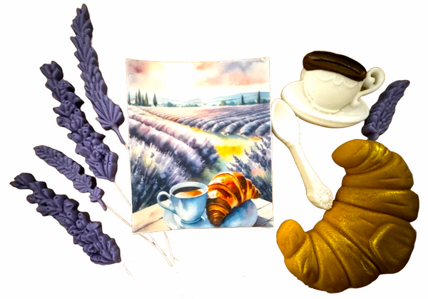 Set 9 decoratiuni comestibile din pasta de zahar, Lavanda