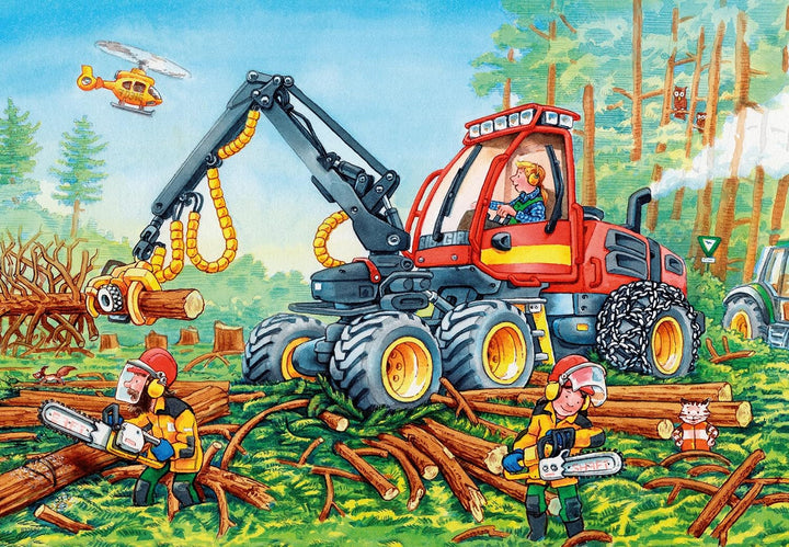 Ravensburger Puzzle pentru copii - 07802 Excavator și tractor forestier - Puzzle pentru copii de la 4 ani, cu 2X24 piese