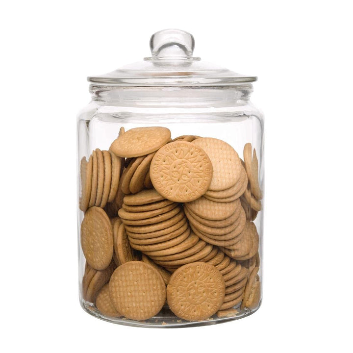 Borcan pentru biscuiți Olympia Biscotti cu capac 6,5 litri, sticlă transparentă, dimensiuni: 293(H)x 200(Dia)mm - dulciuri, produse de cofetărie, cereale, paste, alimente uscate - stil vintage, se spală în mașina de spălat vase, GM581 Cutii depozitare alimente Naty Shop