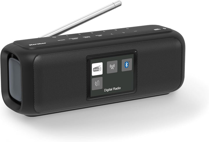 Karcher DAB Go Difuzor Bluetooth portabil și radio digital DAB+ / FM cu afișaj color de 2, 4" / ceas cu alarmă / sunet stereo de 5 wați / USB-C / baterie reîncărcabilă, negru