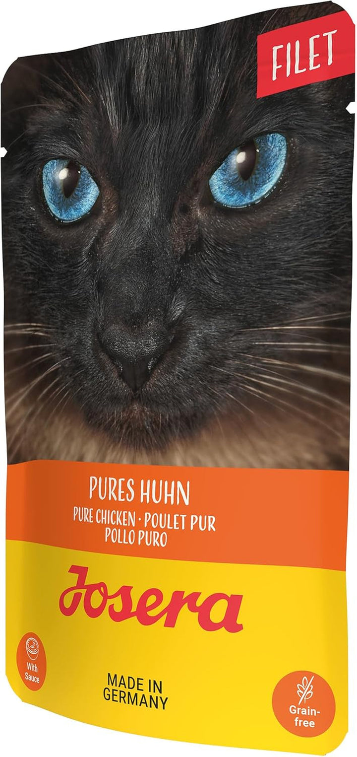 JOSERA Filet Pure Chicken (16 X 70 G) | Adult | Hrană umedă premium pentru pisici adulte | Pui pur cu 40% file de pui | Fără cereale | Hrană umedă pentru pisici în pungă proaspătă | 16Pack