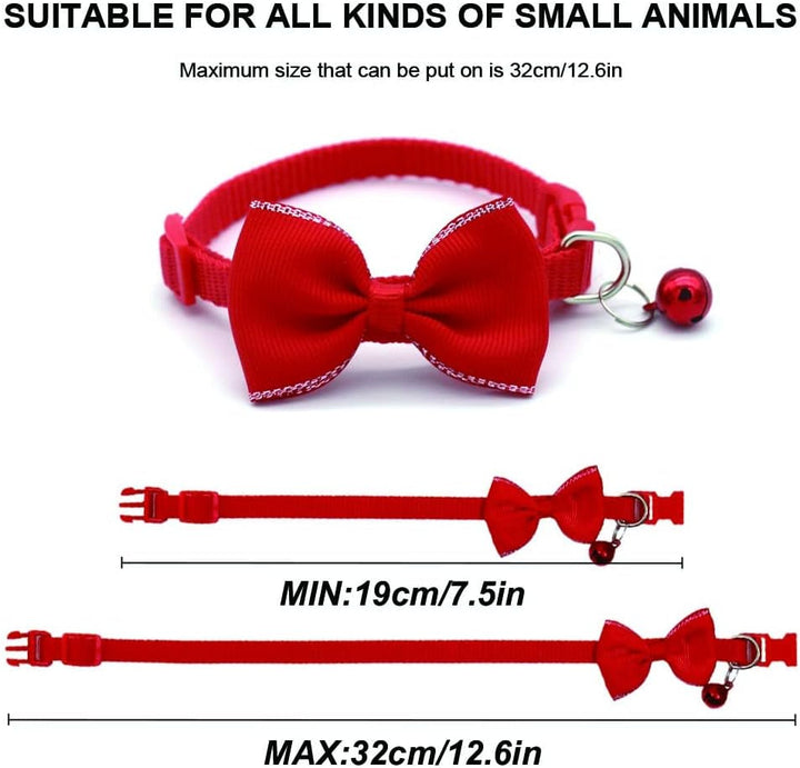 Zgardă pentru pisică cu clopoțel în 6 culori, zgardă personalizată cu papion drăguț, cataramă de siguranță, zgarzi reglabile pentru animale de companie pentru fete, băieți, pisoi, căței, căței mici