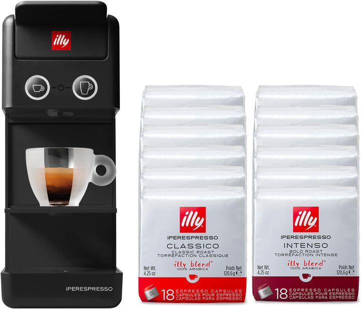 Aparat de cafea Illy Y3.3 Hyperespresso negru Cu 216 capsule Hyperespresso (108 capsule Hyperespesso Classic și 108 capsule Hyperespesso INTENSO)