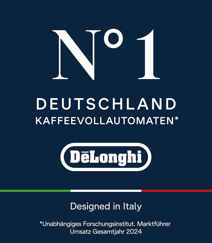 De'Longhi Dinamica plus ECAM 372.95.TB aparat de cafea complet automat cu sistem de lapte Lattecrema, cappuccino și espresso la apăsarea unui buton, ecran tactil color, control prin aplicație, funcție cafetieră, titan/negru