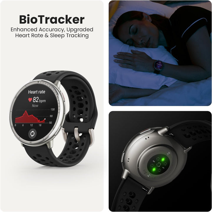 AMAZFIT Active 2 Smartwatch 44mm, hărți GPS cu direcție, fitness tracker, baterie de 10 zile, monitorizarea somnului, 160+ moduri de sport, rezistent la apă, pentru Android & Apple iPhone, silicon negru