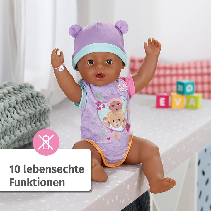 BABY Born Eva 43Cm, păpușă cu 10 funcții și accesorii, pentru copii de la 3 ani, funcționează fără baterie, păpușă mare 43Cm, 836408 Zapf Creation