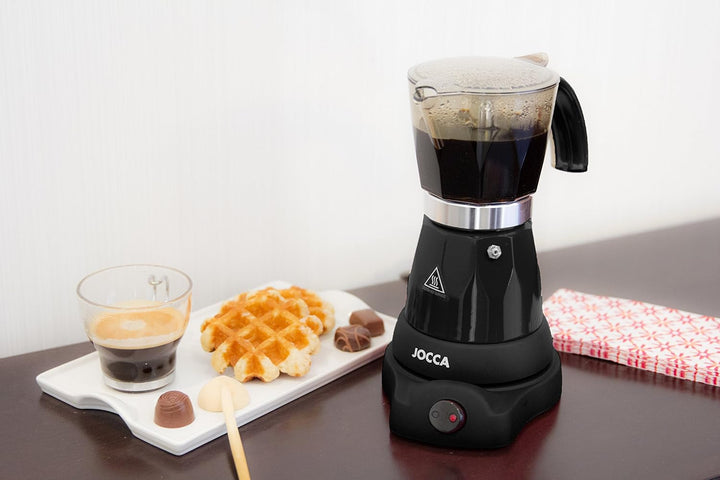 Espressor electric Jocca cu bază rotativă la 360°, 6 căni, negru