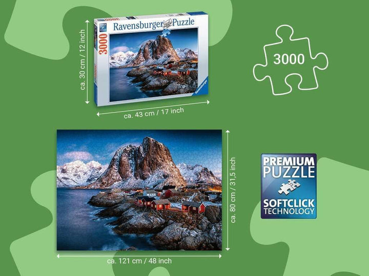 Ravensburger Puzzle 17081 - Hamnoy, Lofoten - Puzzle de 3000 de piese pentru adulți și copii de la 14 ani, puzzle cu motiv de peisaj din Norvegia