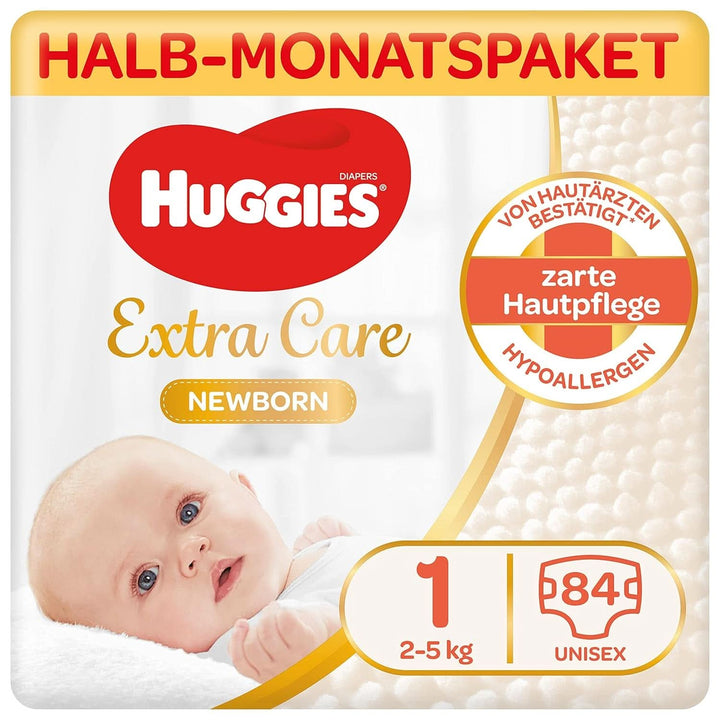 Huggies Babywindeln Für Neugeborene Newborn Größe 1, 100 Windeln (2X50), Halb-Monatsbox