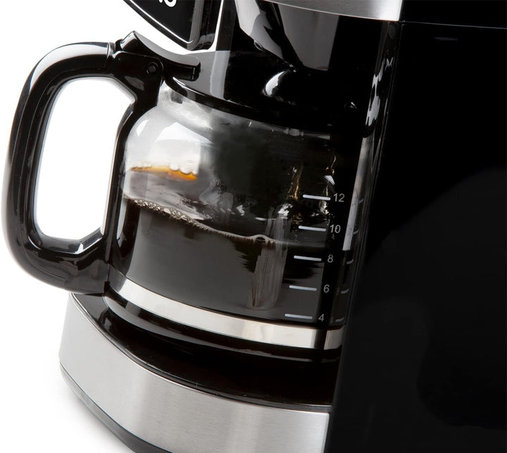 DOMO DO721K Cafetieră "Grind and Brew" cu râșniță și cronometru - 1,5 L, negru, oțel inoxidabil