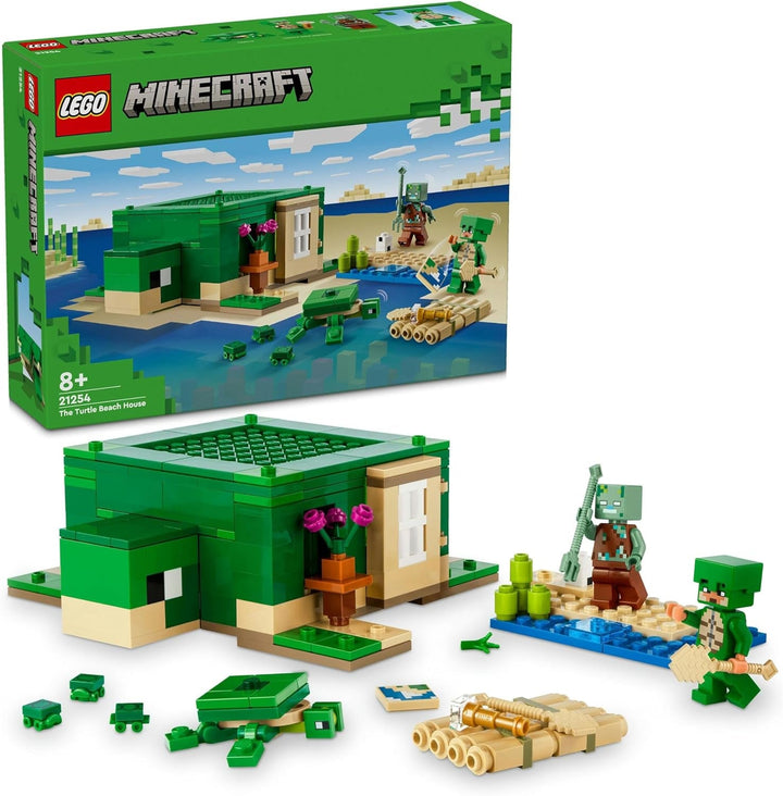 LEGO Minecraft The Turtle Beach House, casă de jucărie cu accesorii pentru fete și băieți de la 8 ani, set cu animale și personaje din jocul video, cadou pentru gameri 21254