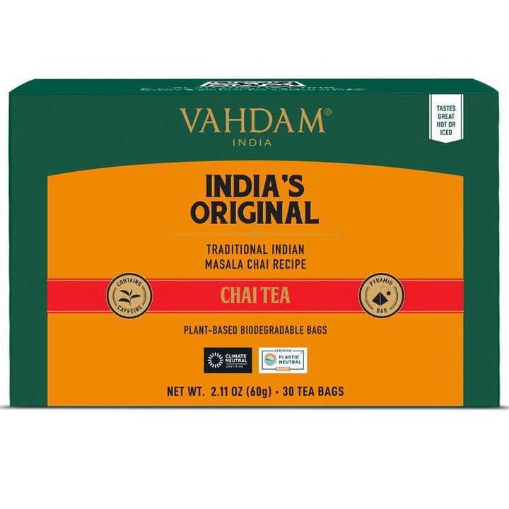 VAHDAM, ceai verde din Himalaya (30 pliculețe de ceai piramidale) 100% pur și aromat | Ceai verde natural cu frunze întregi | Proaspăt și direct de la sursa din India | Se prepară fierbinte sau rece