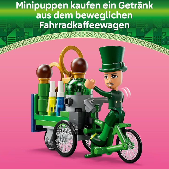 LEGO Wicked Welcome to Emerald City, jucărie cu turn, Glinda și Elphaba mini păpuși, cadou pentru fanii filmului și fete și băieți de la 9 ani, care iubesc casele de păpuși 75684