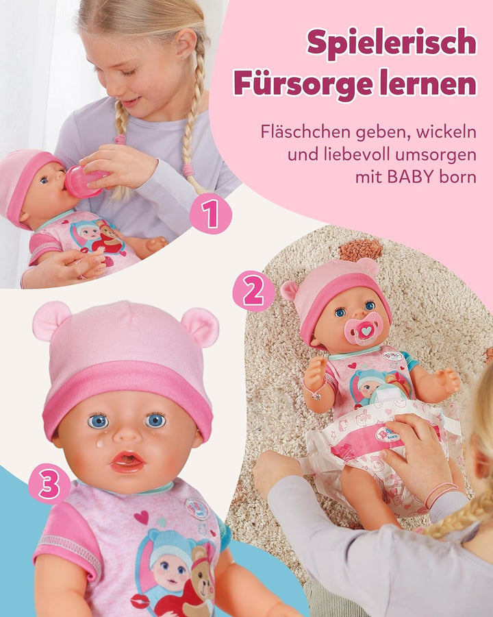 BABY Born Emma - Păpușă de 43 cm înălțime - 10 funcții Inclusiv accesorii și rochiță - Funcționează complet fără baterii - Potrivit pentru copii cu vârsta de 3 ani și peste