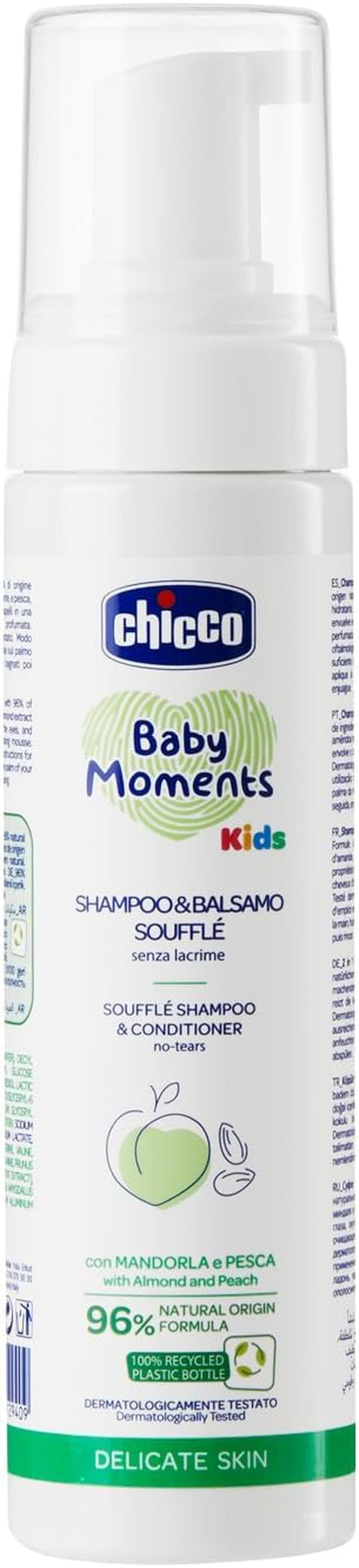 Chicco KIDS - DELICATE SKIN - 2 IN 1 MOUSSE: ȘAMPON ȘI CONDITIONER, 150 ml