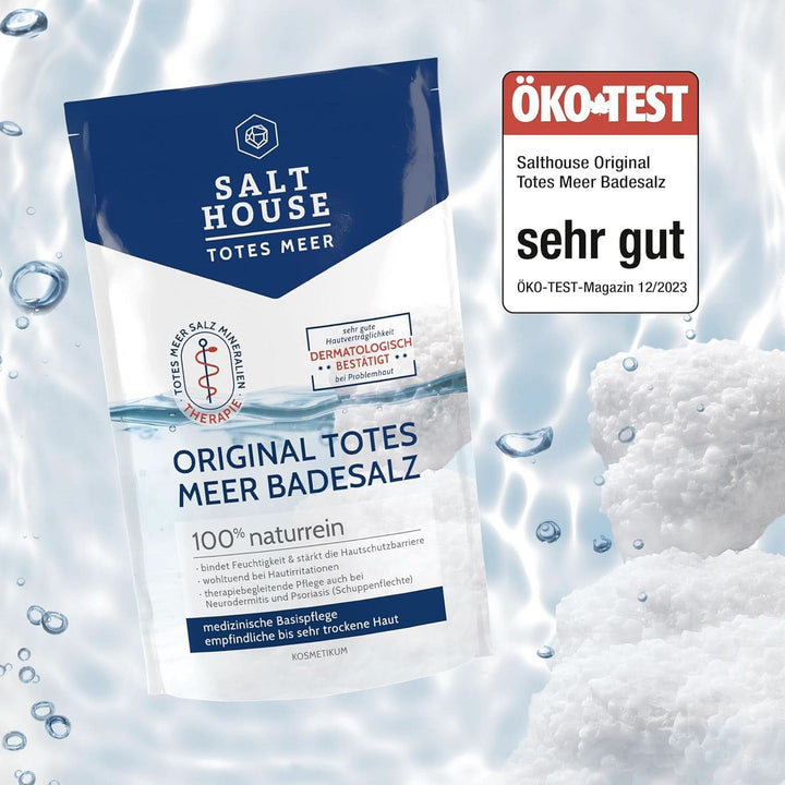 Salthouse Original Dead Sea Bath Salts, saruri de baie, calmant pentru iritațiile pielii, pentru pielea sensibilă și uscată, 100% natural, 500 grame