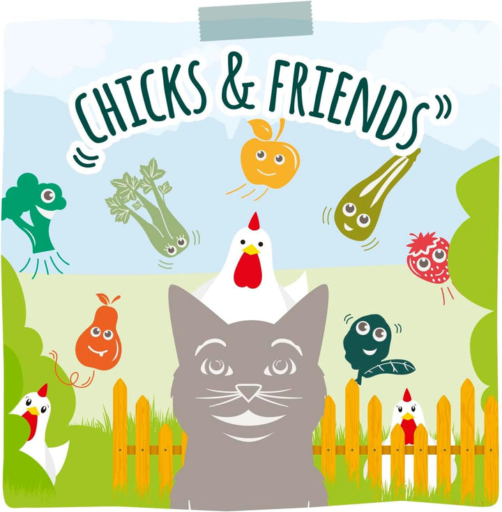 Mjamjam - Hrană umedă premium pentru pisici - Chicks & Friends Box, 9 pachete (9 X 300G), fără cereale și cu carne suplimentară