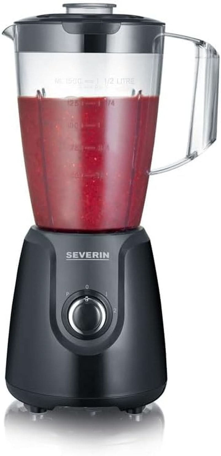 SEVERIN Standmixer Mit 1,5 L Mixbehälter Aus Tritan, Mixer Mit 2 Stufen Und Pulse-Funktion, Leistungsstarker Küchenmixer Mit Edelstahlmesser, 600 W, Schwarz, SM 3707