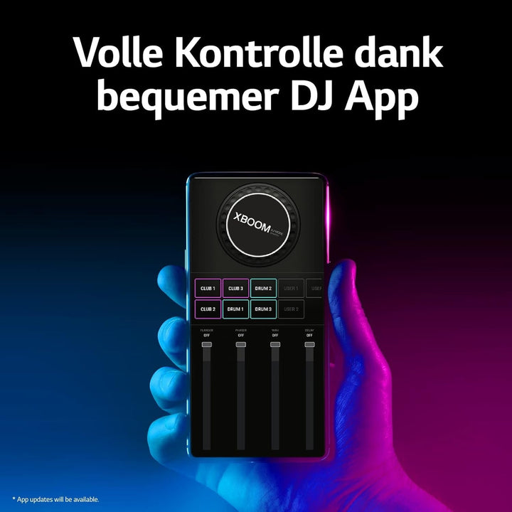 LG XBOOM RNC7, sistem audio cu 3 căi și 5 difuzoare (Dolby Audio, funcții karaoke și DJ, iluminare), negru [an model 2023]