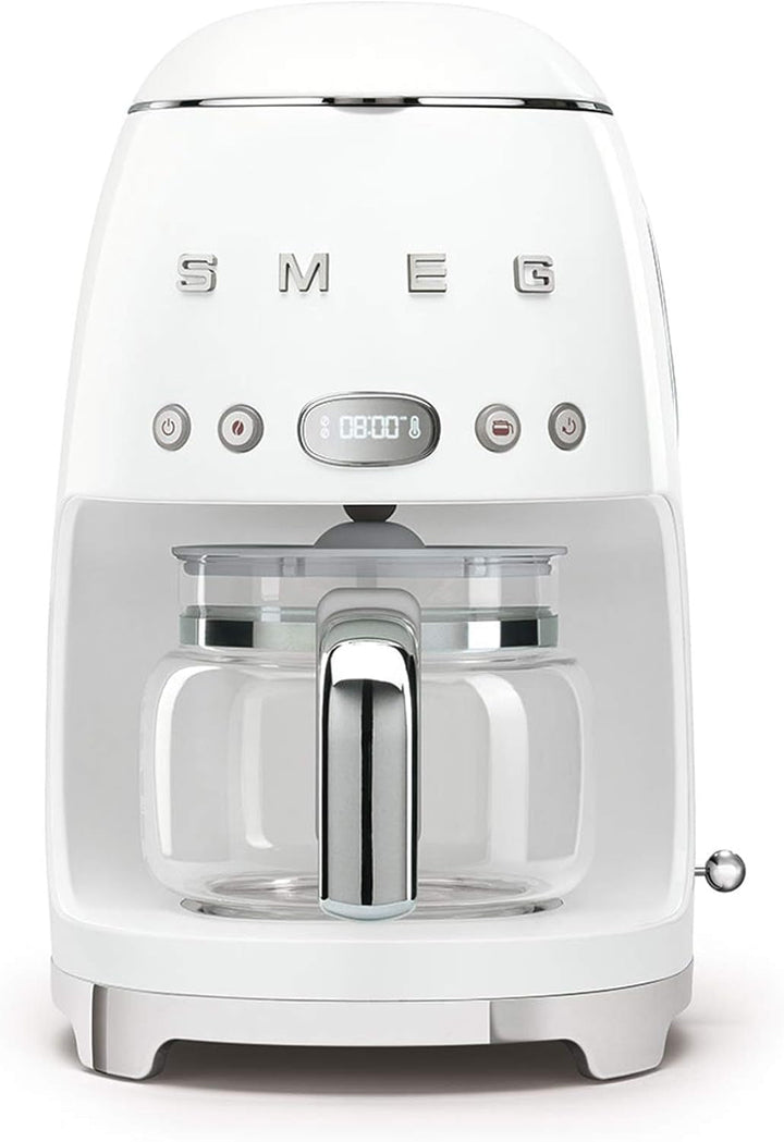 Smeg, DCF02PBEU, Cafetieră cu filtru, Aroma și funcție de pornire automată, Carafă din sticlă până la 12 cești, 2 niveluri de intensitate, Funcție de menținere la cald, 1050W, Albastru pastel