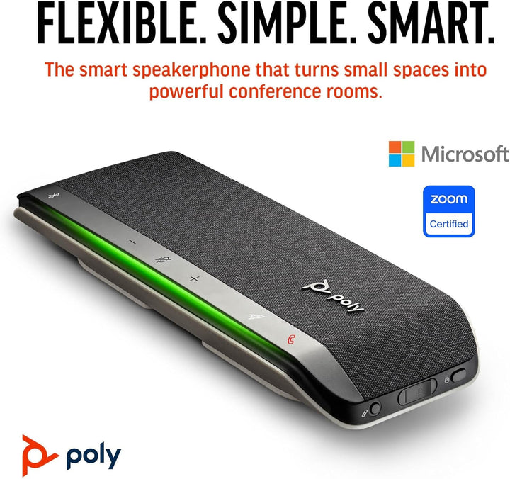 Boxă de conferință inteligentă Poly Sync 40 - Spații de lucru flexibile - Conectare la PC/Mac prin USB-A sau USB-C sau la smartphone prin Bluetooth - Compatibilă cu Teams, Zoom