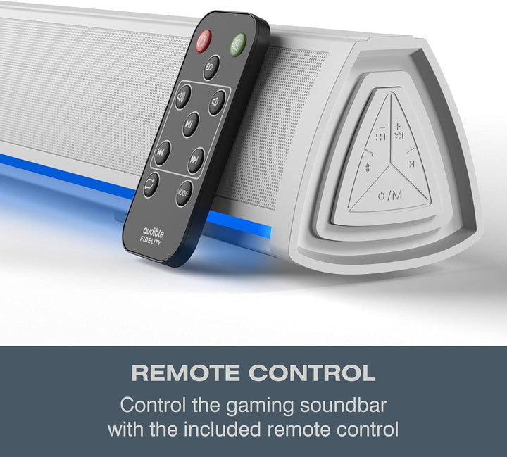 Audible Fidelity Soundbar Für Tv-Geräte Mit Bluetooth, Lautsprecher Für TV, PC, Gaming Mit Rgb-Led-Display, Air Tube & 2.0 Kanal-Verstärker, Fernbedienung (Weiß)