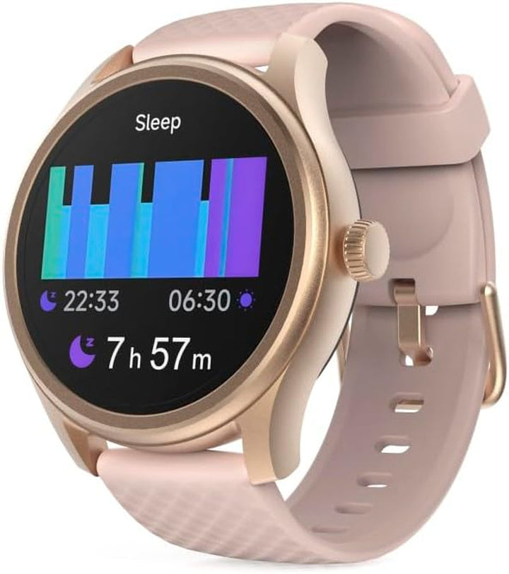 Hama Smartwatch (ecran color de 1,38", funcție telefon, Whatsapp, e-mailuri etc., asistent vocal, rezistent la apă, monitor de somn, 100 de sporturi + ritm cardiac, oxigen din sânge, calorii etc.) rosé