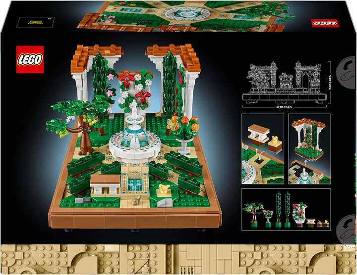 LEGO Icons Fountain Garden - Set de construcție în miniatură pentru adulți cu frunze, chiparoși, copaci, liane, flori - Idee creativă de cadou pentru ziua de naștere, cadou de casă pentru femei, bărbați - 10359