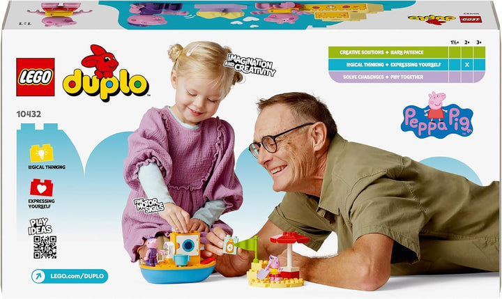 LEGO DUPLO Peppa's Boat Trip: Set de joacă cu barcă de jucărie pentru a construi și reconstrui cu 2 figuri, jucărie creativă, idee de cadou pentru copii de la 2 ani, băieți și fete 10432