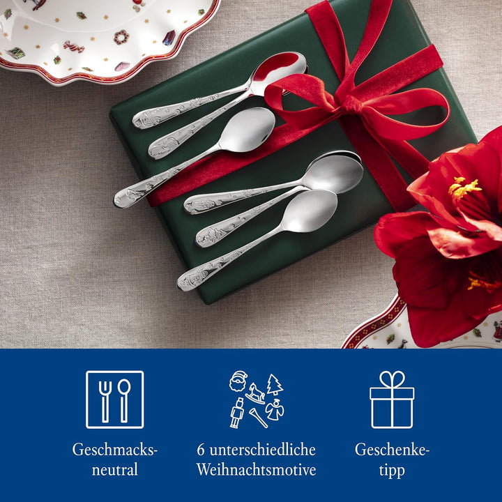 Villeroy & Boch – Toy'S Delight Kaffeelöffel Set 6 Teilig Silber Platin, Spülmaschinenfest, Kaffeelöffel Besteck Set Rostfrei, Besteckset Kleine Löffel, Edelstahl