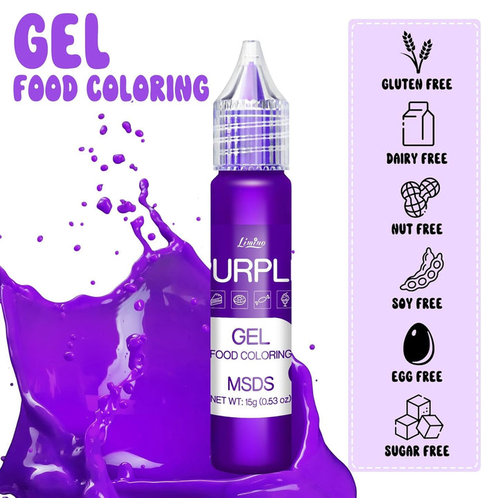 Lebensmittelfarbe Gel - Regenbogen Farben Gel Lebensmittel Farben Für Kuchen, Backen, Kekse, Macaron - Zuckerfrei Konzentrierte Farbe Food Coloring Für Tortendeko, Getränken, Osterei, Slime - Je 15G
