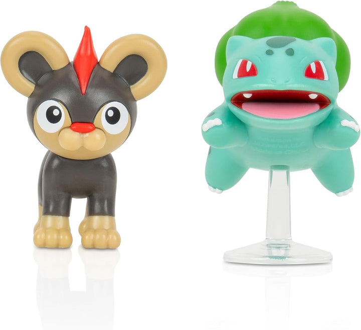 Pokémon PKW3583 - Battle Figure Pack - Leufeo & Bisasam, Figuri oficiale detaliate, 5 cm fiecare