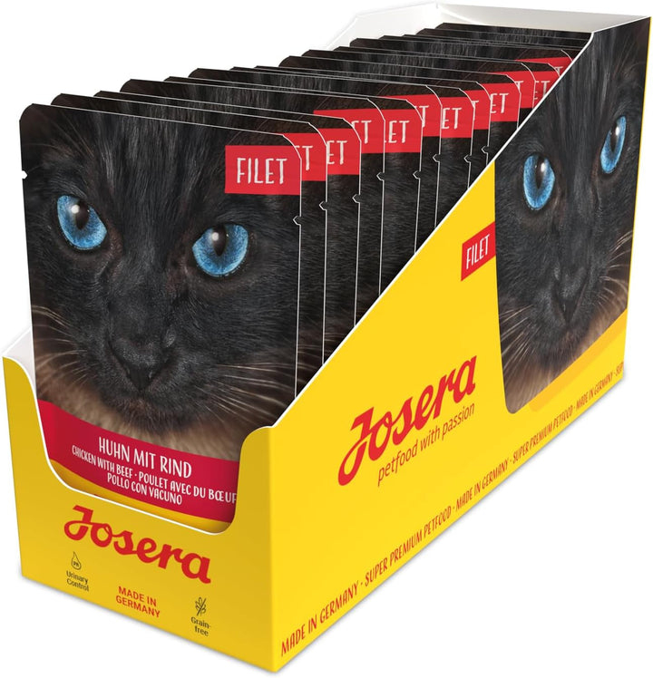 JOSERA Filet Pure Chicken (16 X 70 G) | Adult | Hrană umedă premium pentru pisici adulte | Pui pur cu 40% file de pui | Fără cereale | Hrană umedă pentru pisici în pungă proaspătă | 16Pack