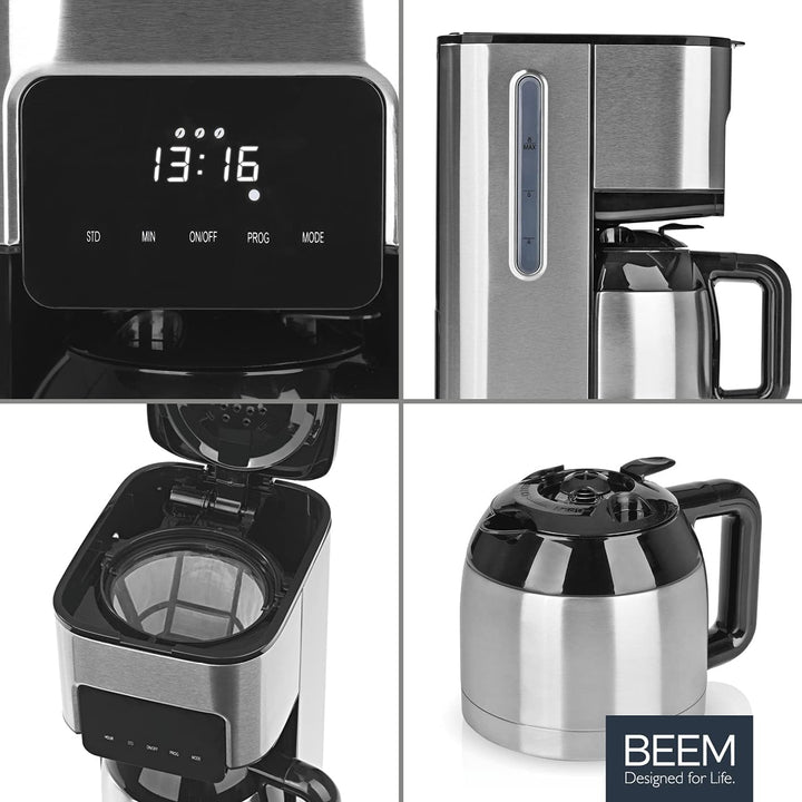 BEEM FRESH-AROMA-TOUCH filtru de cafea - Termo | Oțel inoxidabil | Ulcior termo de 1 L | Cronometru de 24 de ore | 800 W | Afișaj tactil | Pentru 4-8 cești